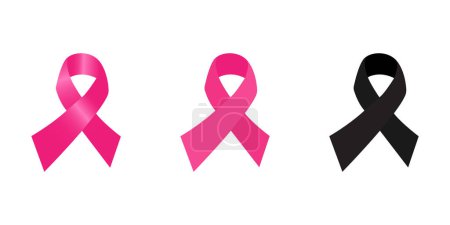 Foto de Conjunto de cintas de concienciación sobre el cáncer de mama aisladas sobre fondo blanco - Imagen libre de derechos