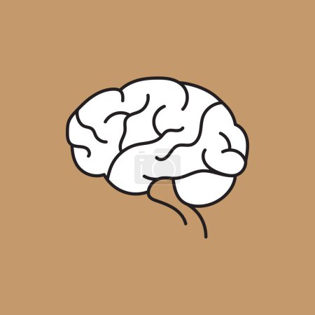 Foto de Icono del cerebro humano sobre fondo marrón - Imagen libre de derechos