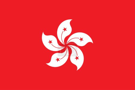 Téléchargez les illustrations : Le drapeau national de Hong Kong avec des couleurs officielles et des proportions précises. Illustration vectorielle du drapeau de Hong Kong - en licence libre de droit
