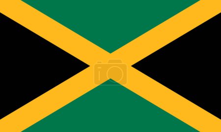 Téléchargez les illustrations : Le drapeau national de la Jamaïque avec des couleurs officielles et des proportions précises. Illustration vectorielle du drapeau jamaïcain - en licence libre de droit
