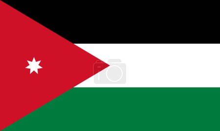 Téléchargez les illustrations : Le drapeau national de Jordanie avec des couleurs officielles et des proportions précises. Illustration vectorielle du drapeau de Jordanie - en licence libre de droit