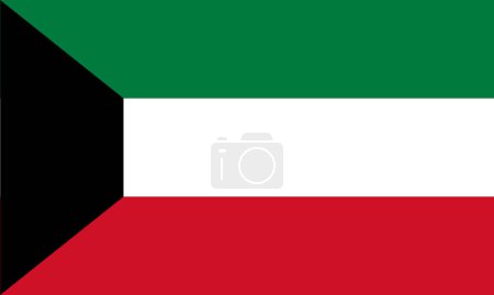 Téléchargez les illustrations : Le drapeau national du Koweït avec des couleurs officielles et des proportions précises. Illustration vectorielle Drapeau du Koweït - en licence libre de droit