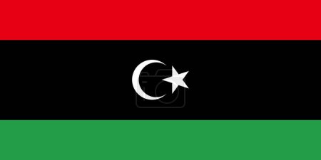 Téléchargez les illustrations : Le drapeau national de la Libye avec des couleurs officielles et des proportions précises. Illustration vectorielle Drapeau de Libye - en licence libre de droit