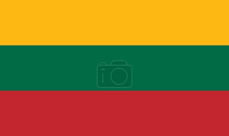 Téléchargez les illustrations : Le drapeau national de la Lituanie avec des couleurs officielles et des proportions précises. Drapeau de Lituanie illustration vectorielle - en licence libre de droit