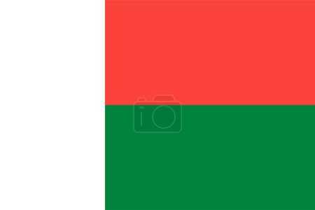 Téléchargez les illustrations : Le drapeau national de Madagascar avec des couleurs officielles et des proportions précises. Illustration vectorielle Drapeau de Madagascar - en licence libre de droit