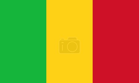 Téléchargez les illustrations : Le drapeau national du Mali avec des couleurs officielles et des proportions précises. Illustration vectorielle Drapeau du Mali - en licence libre de droit
