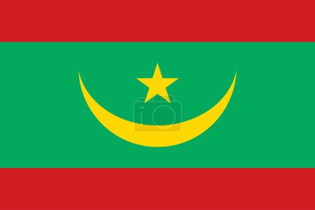 Le drapeau national de la Mauritanie avec des couleurs officielles et des proportions précises. Drapeau de Mauritanie illustration vectorielle
