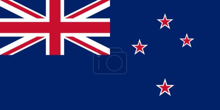 Ilustración de La bandera nacional de Nueva Zelanda vector ilustración. Bandera de Nueva Zelanda con color oficial y proporción exacta. Alférez civil y estatal - Imagen libre de derechos