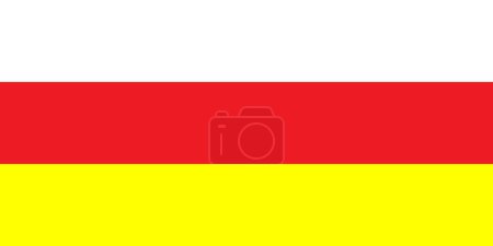 Illustration for The national flag of Ossetia vector illustration. Flag of Ossetia with official color and accurate proportion. Civil and state ensign - Royalty Free Image