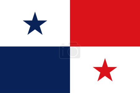 Illustration for The national flag of Panama vector illustration. Flag of Panama with official color and accurate proportion. Civil and state ensign - Royalty Free Image
