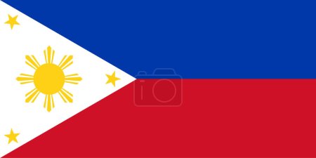La bandera nacional de Filipinas vector ilustración. Bandera de la República de Filipinas con color oficial y proporción exacta. Alférez civil y estatal