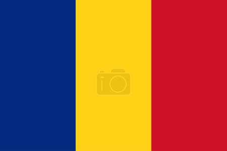 Téléchargez les illustrations : Le drapeau national de la Roumanie illustration vectorielle. Drapeau de la Roumanie avec la couleur officielle et la proportion exacte. Enseigne civile et étatique - en licence libre de droit