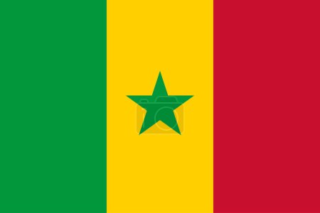 Téléchargez les illustrations : Le drapeau national de l'illustration vectorielle du Sénégal. Drapeau civil et d'État du Sénégal avec la couleur officielle - en licence libre de droit