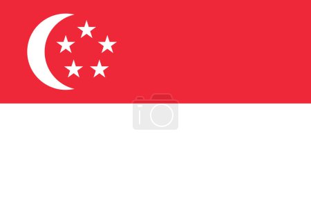 Ilustración de La bandera nacional del vector de Singapur ilustración. Bandera civil y estatal de Singapur con color oficial - Imagen libre de derechos