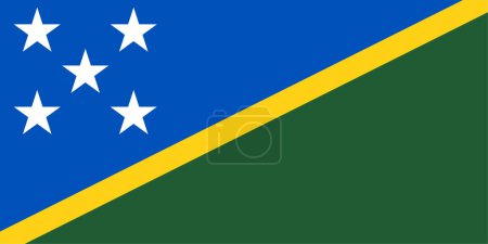 Ilustración de La bandera nacional de las Islas Salomón vector ilustración. Bandera civil y estatal de Islas Salomón con color oficial - Imagen libre de derechos
