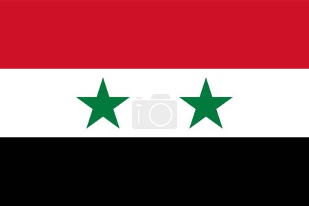 Téléchargez les illustrations : Le drapeau national de l'illustration vectorielle de la Syrie. Drapeau civil et d'État de la Syrie avec la couleur officielle - en licence libre de droit