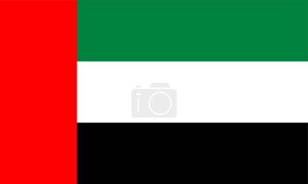 Illustration for The national flag of the United Arab Emirates vector illustration. Civil and state flag of Dubai with official color - Royalty Free Image