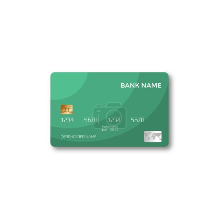 Ilustración de Plantilla de diseño de tarjeta de crédito verde con estilo de moda - Imagen libre de derechos