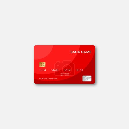 Illustration for Red credit card design template with trendy style - Royalty Free Image