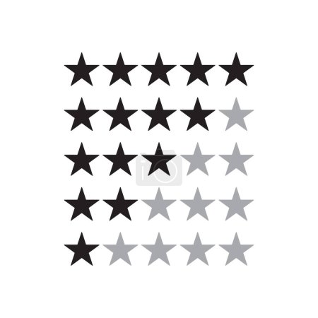 Illustration for 5, 4, 3, 2, 1 star rating vector flat icon. Different review symbol design - Royalty Free Image