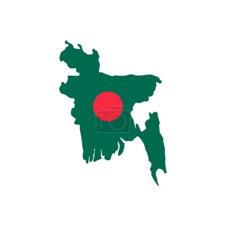 Illustration for Bangladesh map flag  on white background - Royalty Free Image