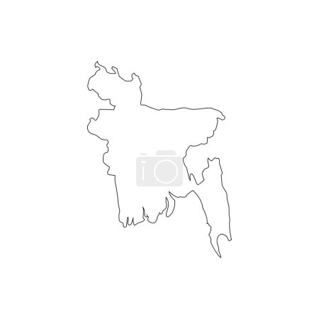 Ilustración de Mapa de línea de Bangladesh sobre fondo blanco - Imagen libre de derechos