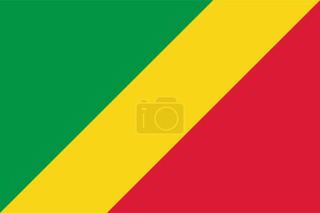 Ilustración de La bandera nacional de la República del Congo vector ilustración. Bandera del Congo (Brazzaville) con color oficial y proporción exacta. Alférez civil y estatal - Imagen libre de derechos