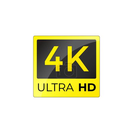 Téléchargez les illustrations : Panneau Ultra HD 4K, icône d'étiquette vidéo haute définition - en licence libre de droit