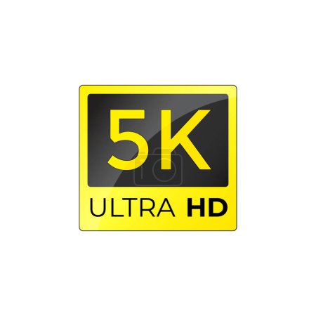 Illustration for 5K Ultra HD video resolution sign illustration set isolated on white background. 5k high definition, TV or monitor screen display label - Royalty Free Image