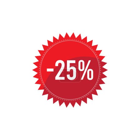 Ilustración de -25% promoción de compras redondas etiqueta de descuento insignia diseño vector sello - Imagen libre de derechos