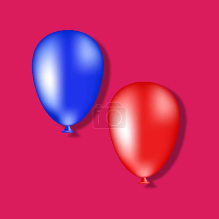 Illustration for Blue and red balloons on pink background - Royalty Free Image