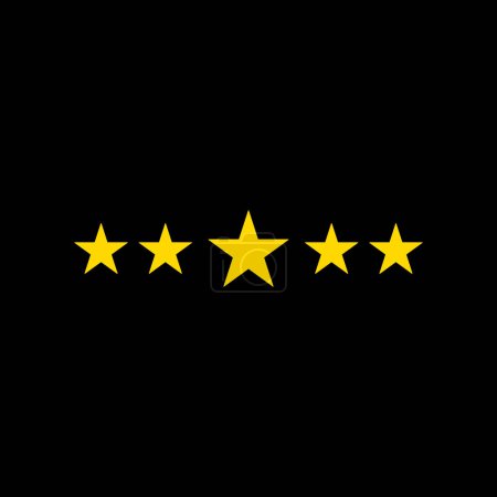 Illustration for Golden five-star rating vector icon. Symbol of golden 5star where the middle star is big than other stars - Royalty Free Image