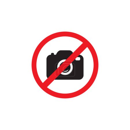 Téléchargez les illustrations : Pas de panneau photo, pas d'icône photo. La caméra est interdite illustration vectorielle plate - en licence libre de droit