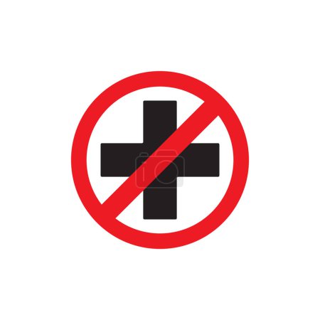 Téléchargez les illustrations : Pas de traitement médical, pas de pharmacie, pas de symbole de soins illustration vectorielle - en licence libre de droit