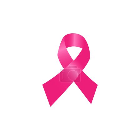 Illustration for Pink breast cancer ribbon icon on white background - Royalty Free Image