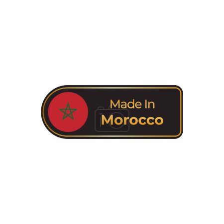 Téléchargez les illustrations : Fabriqué au Maroc étiquettes vectorielles, conception de badge avec drapeau national. Timbre fabriqué au Maroc sur fond blanc - en licence libre de droit