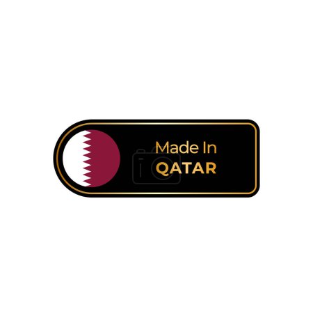 Téléchargez les illustrations : Fabriqué au Qatar étiquettes vectorielles, conception de badge avec drapeau national. Fabriqué au Qatar timbre sur fond blanc - en licence libre de droit