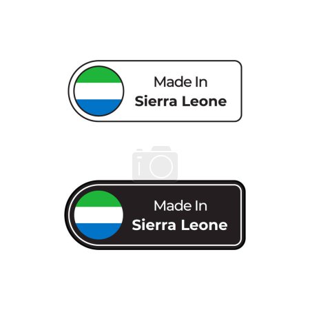 Illustration for Made in Sierra Leone vector labels, badge design with national flag. Made in Sierra Leone stamp on white background - Royalty Free Image
