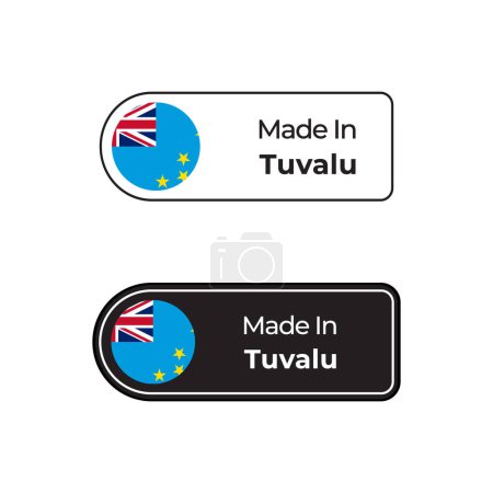 Illustration for Made in Tuvalu vector labels, badge design with national flag. Made in Tuvalu stamp on white background - Royalty Free Image