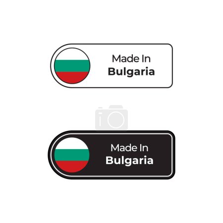 Illustration for Made in Bulgaria vector labels, badge design with national flag. Made in Bulgaria stamp on white background - Royalty Free Image