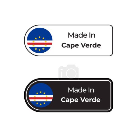 Illustration for Made in Cape Verde labels design set with flag and text on two different style - Royalty Free Image