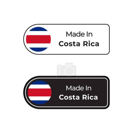 Illustration for Made in Costa Rica vector labels, badge design with national flag. Made in Costa Rica stamp on white background - Royalty Free Image