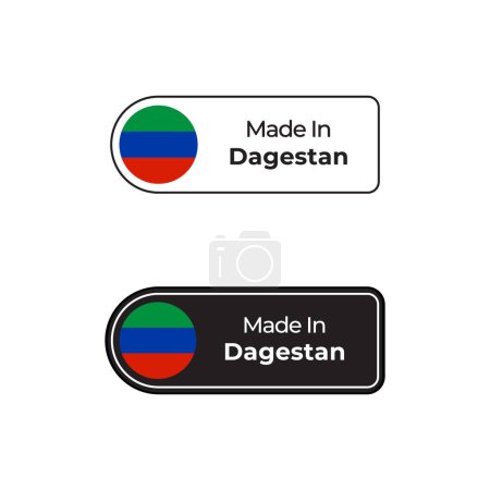 Illustration for Made in Dagestan vector labels, badge design with national flag. Made in Dagestan stamp on white background - Royalty Free Image