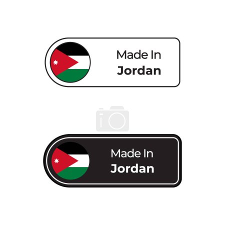 Illustration for Made in Jordan vector labels, badge design with national flag. Made in Jordan stamp on white background - Royalty Free Image