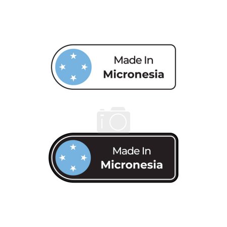 Téléchargez les illustrations : Fabriqué en Micronésie étiquettes vectorielles, conception de badge avec drapeau national. Tampon fabriqué en Micronésie sur fond blanc - en licence libre de droit