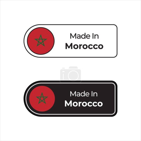Illustration for Made in Morocco labels design set with flag and text in two different style - Royalty Free Image