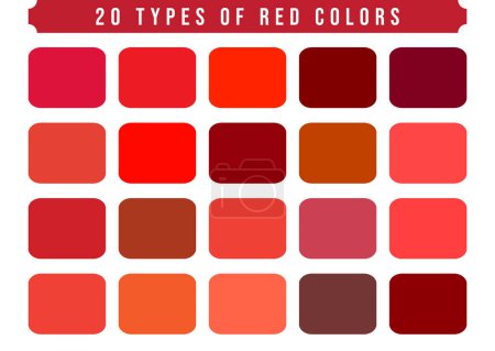 Illustration for 20 types of red colors - Royalty Free Image