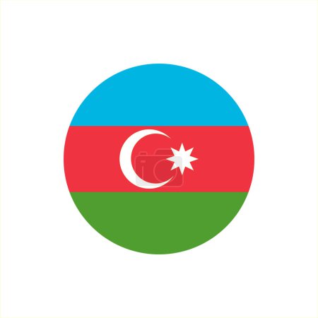 Illustration for The national flag of Azerbaijan vector illustration in circle on white background - Royalty Free Image