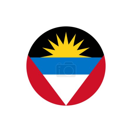 Ilustración de La bandera nacional de Amtigua y Barbuda vector ilustración en círculo sobre fondo blanco - Imagen libre de derechos