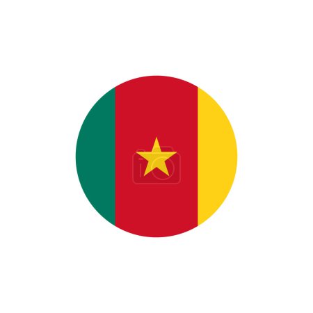 Ilustración de La bandera nacional de Camerún vector ilustración en círculo sobre fondo blanco - Imagen libre de derechos